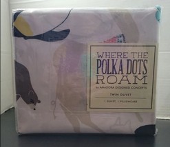 Where The Polka Dots Roam Twin Size Bedding Duvet Cover Animal Design 2 Piece - £59.35 GBP