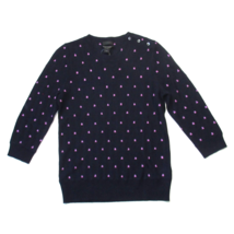 NWT J.Crew Collection Italian Cashmere Pointelle Dot Navy Herringbone Sweater S - £77.97 GBP