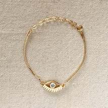 18k Gold Filled Cubic Zirconia Evil Eye Bracelet - £9.35 GBP