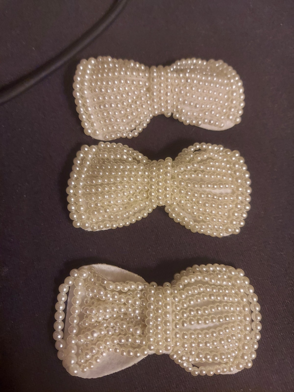 3 Faux Pearl Bows Dress Scarf Pins Vintage 4&quot; - $16.82