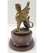 *B) Rare Vintage Bronze Winged Sphinx Lion Car Mascot Hood Ornament Base... - £394.24 GBP