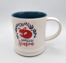 Threshold &quot;Snuggle Season&quot; Coffee Mug Fox Porcelain Red White Blue Sleeping Fox - £7.56 GBP