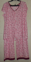 Nwt Womens $76 Jockey Sleepwear &quot;Secret Forest&quot; Pink Floral Pajama Set Size Xxl - £29.43 GBP