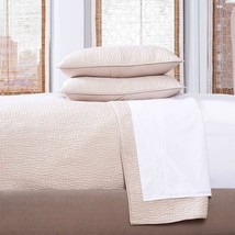 John Robshaw Dyed Sand Queen 100% Cotton Quilted Coverlet Set with two S... - $490.04