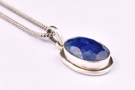 Sapphire Stone Silver Handmade Pendant Women Birthstone Beautiful Necklace - £32.22 GBP+