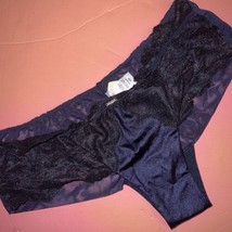Victoria&#39;s Secret M Panty Navy Blue Black Floral lace hiphugger VERY SEXY - £30.95 GBP