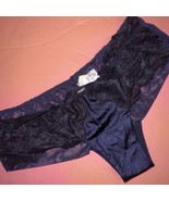 Victoria&#39;s Secret M Panty Navy Blue Black Floral lace hiphugger VERY SEXY - £31.72 GBP