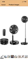 TriPole Foldable Standing Fan 8”Portable Rechargeable Battery Pedestal F... - $29.69