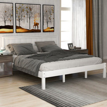 Platform Bed Frame with Headboard, Wood Slat Support Queen - White - $279.99