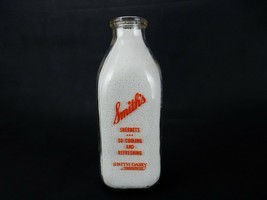 Vintage Glass Quart Milk Bottle, Square, Servall Inc, Canton Ohio, Frost... - $14.65