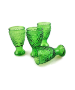 Vtg Green Hobnail Liqueur Glasses, Miniature Set of 4 Aperitif  Shott Gl... - $29.57