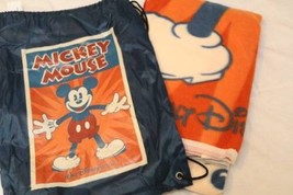 Mickey Mouse Fleece Blanket Throw Cinch Sack Backpack PWP 2015 Disney Parks - $22.56
