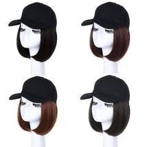 Women Short BOB Baseball Cap Wig Darkest Brown Synthetic Hair 10 Inches - £15.97 GBP