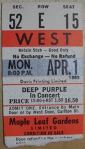 Deep Purple In Concert 1985 Ticket Stub Maple Leaf Gardens Toronto Red S... - £19.91 GBP