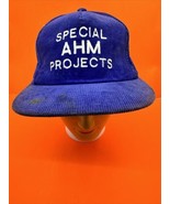VINTAGE YUPOONG SNAPBACK TRUCKER HAT BLUE CORDUROY SPECIAL AHM PROJECT - £19.55 GBP