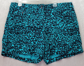 LOFT Ann Taylor Bermuda Shorts Women&#39;s Size 16 Teal Floral 100% Cotton P... - $20.26