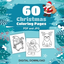 Christmas Coloring Book 60 Pages, fun to celebrate Christmas Digital Download - £3.21 GBP