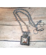 Necklace Chain w/Vintage Pendant/Brown Center 22&quot;+ Large Lobster Clasp U... - £7.86 GBP