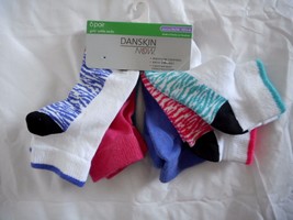 Girls Danskin Ankle Socks 6 Pair Size Large 4-10 NEW Multi Colors Moisture Contr - £8.08 GBP
