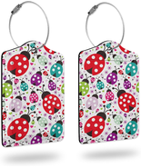 Luggage Tags for Suitcase,2 Pack Colorful Ladybug Insect Flower Leather ... - £12.58 GBP