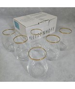 Crystal Whiskey Tasting Shot Glass Set 6 Stemless Gold Snifters New Ritz... - $34.65