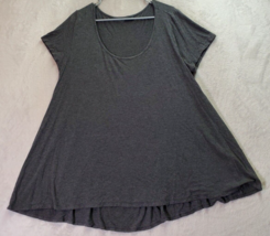 Torrid Blouse Top Womens Sz 18W Gray Rayon Long Casual Sleeve Round Neck Pleated - £11.63 GBP