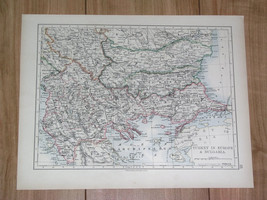 1896 Antique Map Of Turkey Greece Albania Eastern Rumelia Serbia / Verso Romania - $28.16