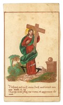 antique German Catholic holy card Christ cross hand colored 1800 religion Christ - £11.15 GBP