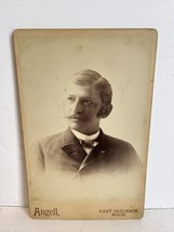 Vintage Cabinet Card Portrait of Man by Angell in East Saginaw, Michigan - £11.83 GBP