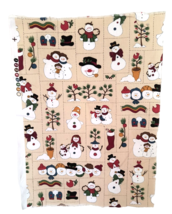 New 12&quot; x 17&quot;  Jo-Ann Fabric Assorted Multicolor Snowmen on Tan Cotton - £6.24 GBP