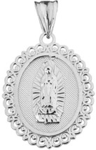 Elegant Sterling Silver St. Mary Oval Medal Charm Pendant - £45.80 GBP