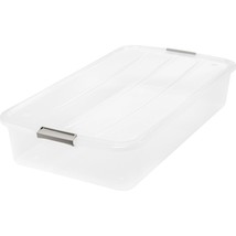 IRIS USA 50 Qt Plastic Under Bed Storage Bin with Lids and Durable Buckles, Mult - £52.74 GBP