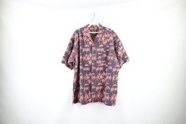 Vtg 90s Woolrich Mens XL Faded All Over Print Palm Tree Hawaiian Button Shirt - £35.57 GBP