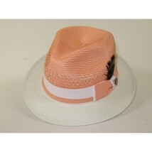 Men's Bruno Capelo Belvedere 2-Tone Straw Style Fedora Hat BD973 Peach/White image 3