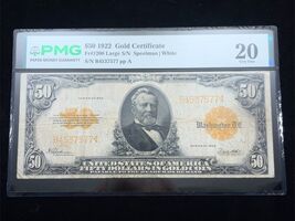 Series of 1922 $50 Gold Certificate Graded by PMG as Very Fine 20 FR #1200 - $1,287.00
