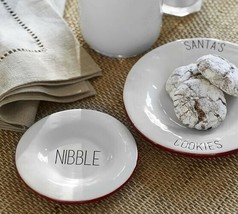 Pottery Barn "Nibble" Plate Red White Appetizer Plate Farmhouse Limited Edition - $33.55