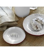 Pottery Barn &quot;Nibble&quot; Plate Red White Appetizer Plate Farmhouse Limited ... - £26.38 GBP