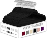 Premium Velvet Hangers 50 Pack - Non-Slip Clothes Hangers - Black Hanger... - £35.54 GBP
