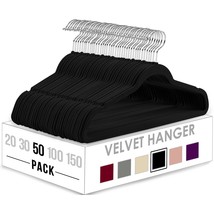Premium Velvet Hangers 50 Pack - Non-Slip Clothes Hangers - Black Hanger... - £35.40 GBP