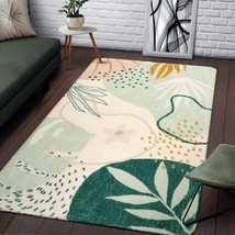 Lahome Green Washable Area Rug - 3 X 5 Botanical Print Small Rug Modern Abstract - £32.38 GBP