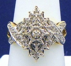 1/4 Ct Diamond Cocktail Ring Real Solid 10 K Gold 3.3 G Size 6.75 - £385.31 GBP
