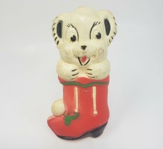 6&quot; Vintage Rubber Vinyl Hartz Baby Bear In Stocking Kitschy Squeak Squeaker Toy - £26.27 GBP