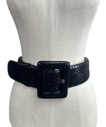 Vintage Christian Dior Black Reptile Leather Wide Belt Size L/80-Up to 3... - $148.49