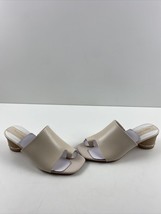 Franco Sarto PISASLIDE Cream Leather Block Heel Toe Ring Slide Sandals Women 6 M - £27.31 GBP