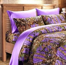 Purple Camo Sheet Set!! Full Size Bedding 6 Pc Camouflage Light Deep Woods - £30.23 GBP