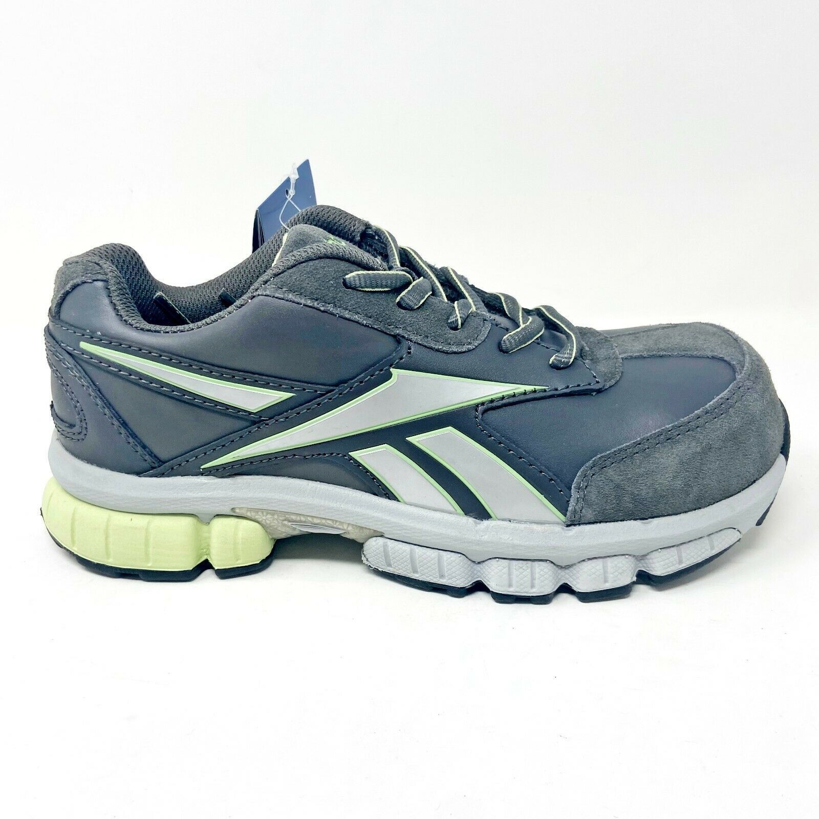 Reebok Work Turnover Grey Green Oxford Womens Wide Composite Toe Sneaker... - $29.95