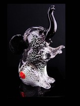 Vintage Formia Vetri Di Murano Silver foil Elephant Figurine - blown art Glass B - £94.36 GBP