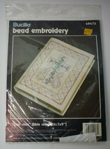 Vtg Bucilla Bead Embroidery Floral Cross Bible Cover fits 7x9 49473 - $13.86
