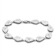 LO2014 - Matte Rhodium &amp; Rhodium Brass Bracelet with AAA Grade CZ  in Clear - $402.60 MXN