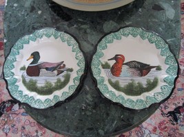Antique Faience Majoica Earthern Ware 2 Duck Plates SET1 {#188] - £156.45 GBP